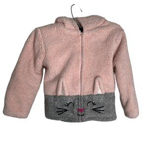 Member's Mark Girl Pink and Grey Plush Full Zip with Hoodie Jacket Size 3T